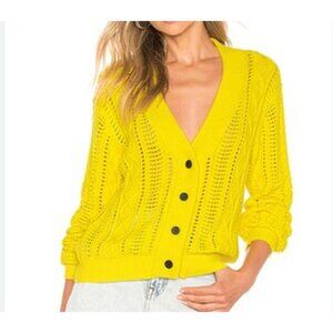 R+A Womens Hunter V-Neck Cardigan Sweater Lemon Yellow Size XS